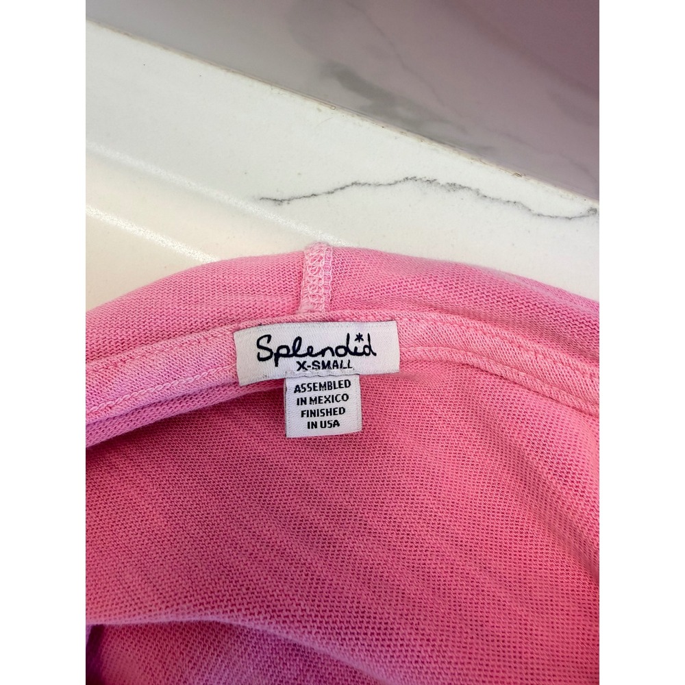 Splendid Beach Cover Up Womens XS Pink Hooded Cotton Oversized Short Sleev - Picture 9 of 11